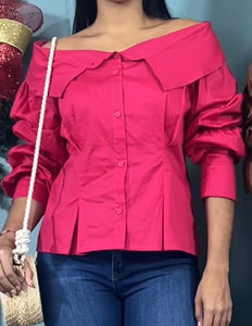 OFF SHOULDER FUCSIA BLOUSE