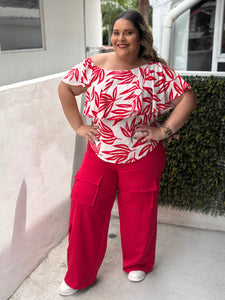 RED UPPER RUFFLE BLOUSE