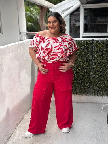RED UPPER RUFFLE BLOUSE