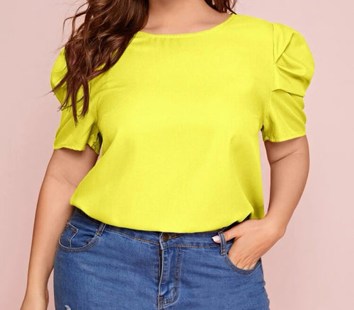 YELLOW PUFFY SLEEVES BLOUSE