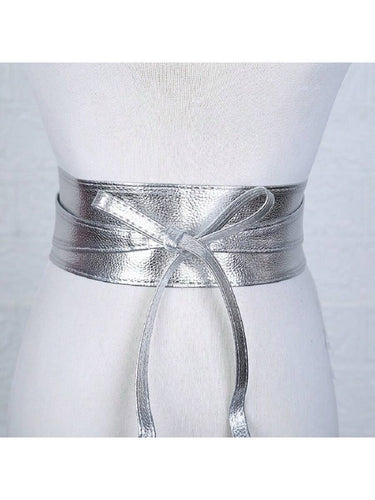 METALLIC SILVER BELT