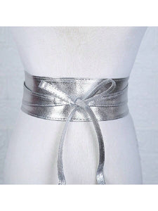 METALLIC SILVER BELT