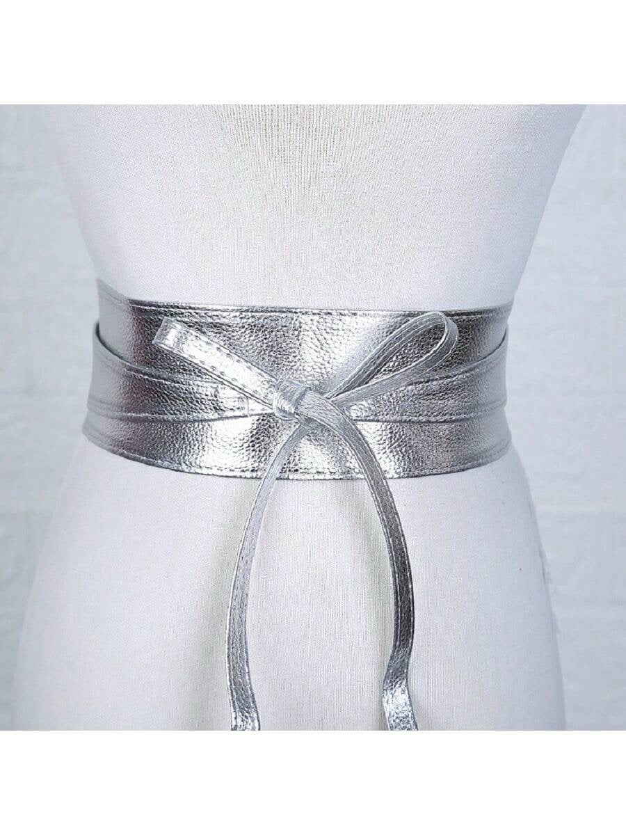 METALLIC SILVER BELT