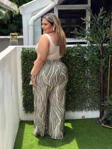 PANTALON ALEXANDRA BEIGE-VERDE