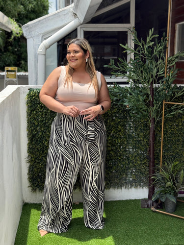 PANTALON ALEXANDRA BEIGE-NEGRO