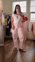 Pantalón Rayas Rosa de Mujer en Panamá | Pantalón Casual Chic de Cintura Alta
