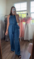 Jumpsuit de Denim Azul para Mujer en Panamá/Enterizo Casual Elegante con Cinturón