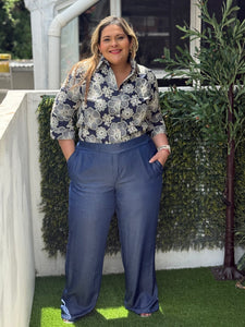 BLUSA AZUL BORDADA