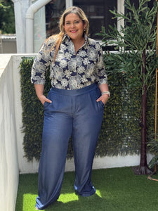 BLUSA AZUL BORDADA