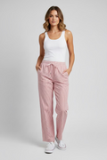 Pantalón lindo de Rayas Rojas para Mujer | Cintura Elástica