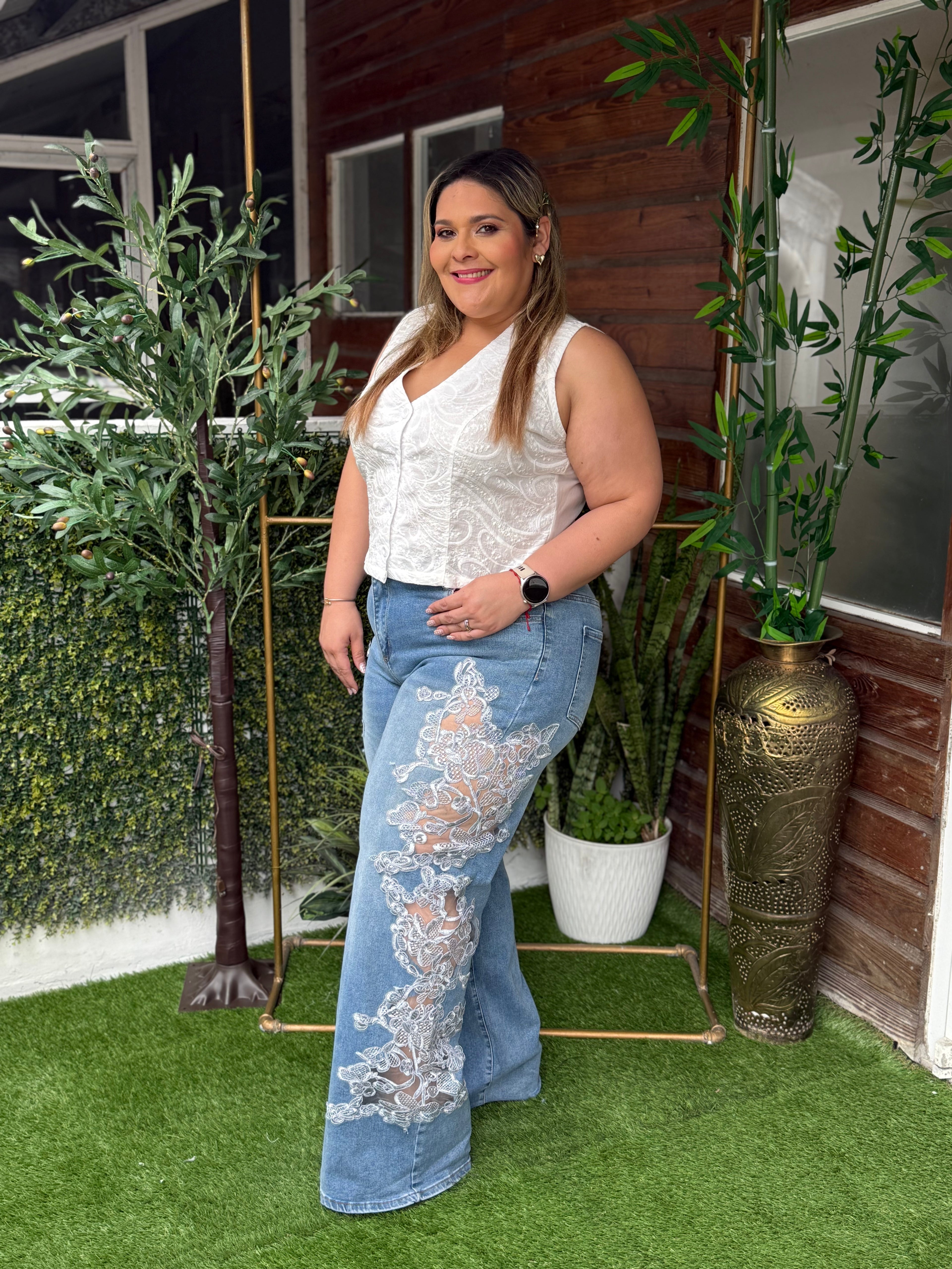 PANTALON DENIM  PLUS SIZE AZUL