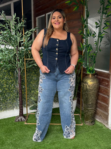 PANTALON PLUS SIZE CON APLICACION