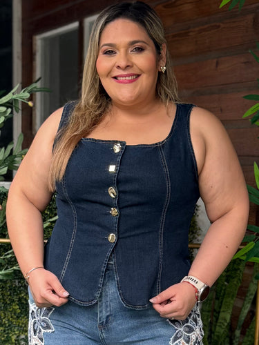 VEST JEANS AZUL PLUS SIZE