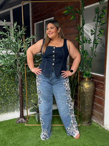 VEST JEANS AZUL PLUS SIZE
