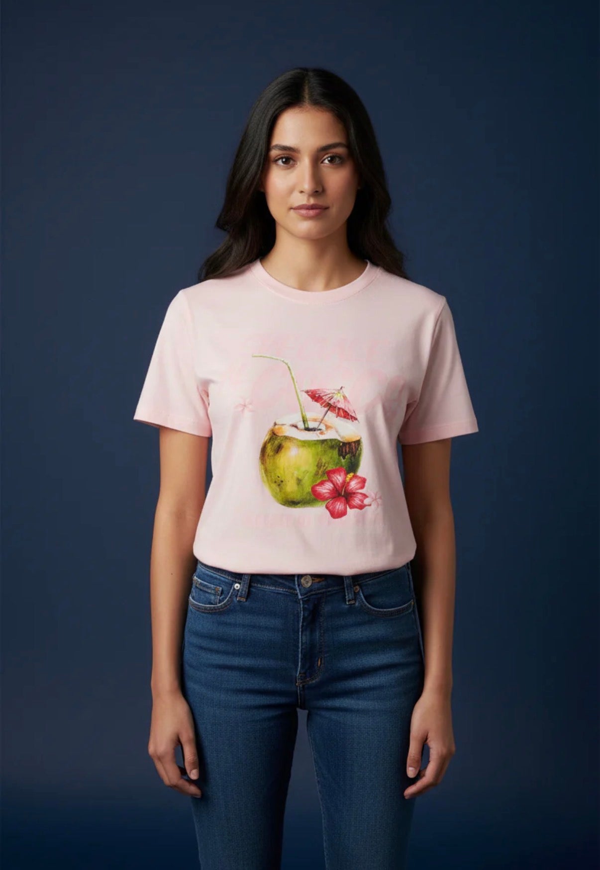 Blusa Tropical Coco Rosa para Mujer Diseño Verano/Moda Playera para Mujer en Panamá