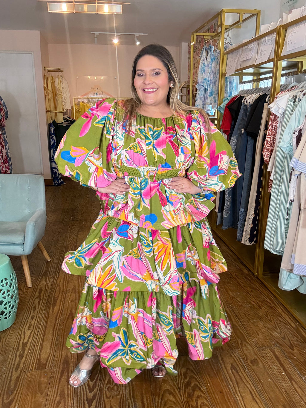 Vestido Plus Size Largo Estampado tropical para Mujer en Panamá/Vestido Curvy Elegante y Fresco