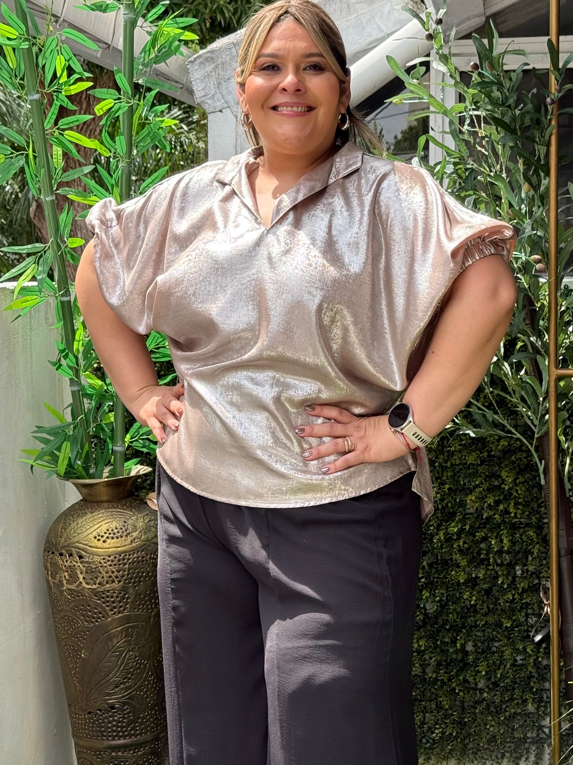 BLUSA PLUS SIZE REGINA CHAMPAGNE