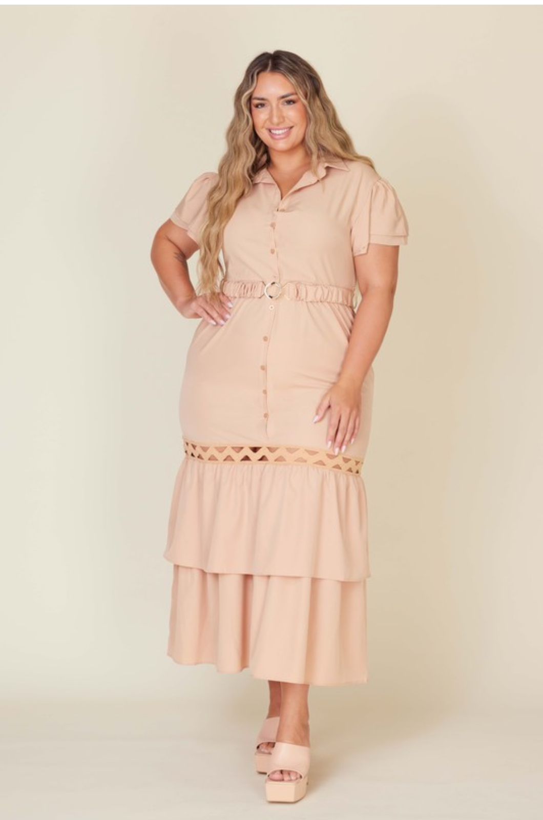 PLUS SIZE SOLID LAYER MAXI DRESS