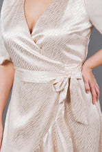 Cargar imagen en el visor de la galería, SATIN EMBOSSED WRAP DRESS