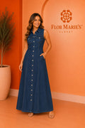 Vestido de Mezclilla Midi Botones Frontales – Sin Mangas | Boutique de Ropa de Mujer Panamá