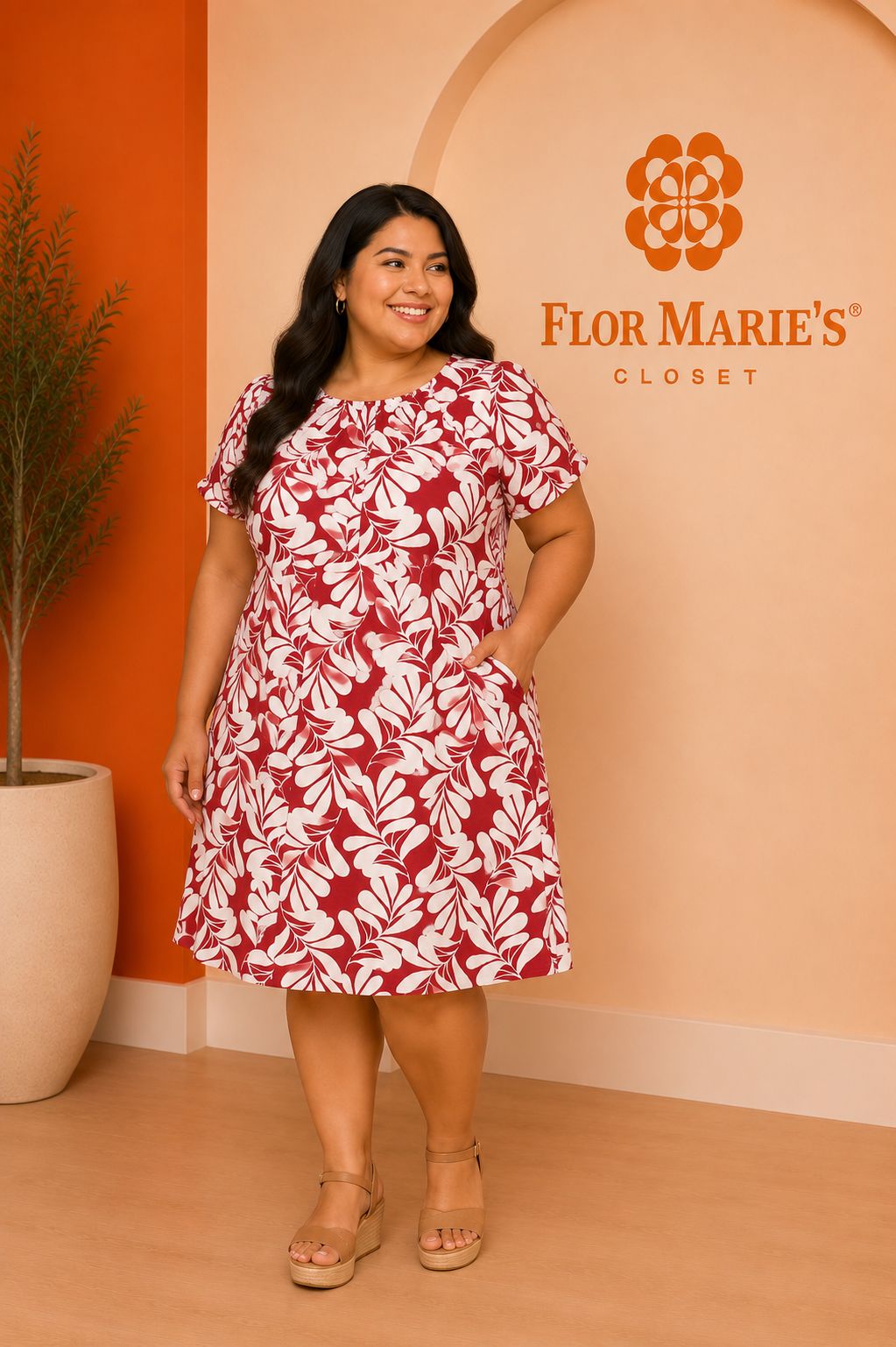Vestido Mini Estampado Tropical Rojo y Blanco – Moda Mujer Panamá