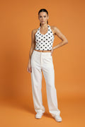 Top Halter de Lunares Negro y Blanco para Mujer/Blusa para Mujer en Panamá