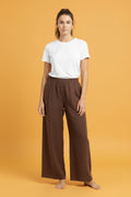 Pantalón Café de Cintura Elástica Wide Leg para Mujer/Pantalón para Mujer en Panamá