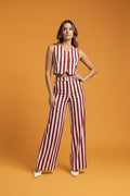 Conjunto Rayas Rojo y Blanco Top Crop y Pantalón Ancho | Flor Marie's Ropa para Mujer en Panamá