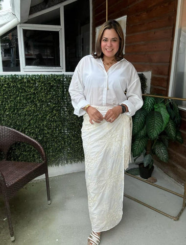 FALDA ROMINA BORDADA BLANCA