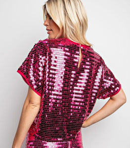 MAGENTA SEQUIN BLOUSE