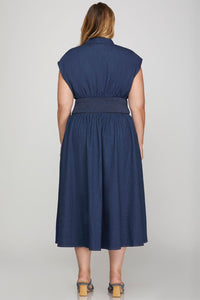 VESTIDO PLUS SIZE SHELSY DENIM BLUE