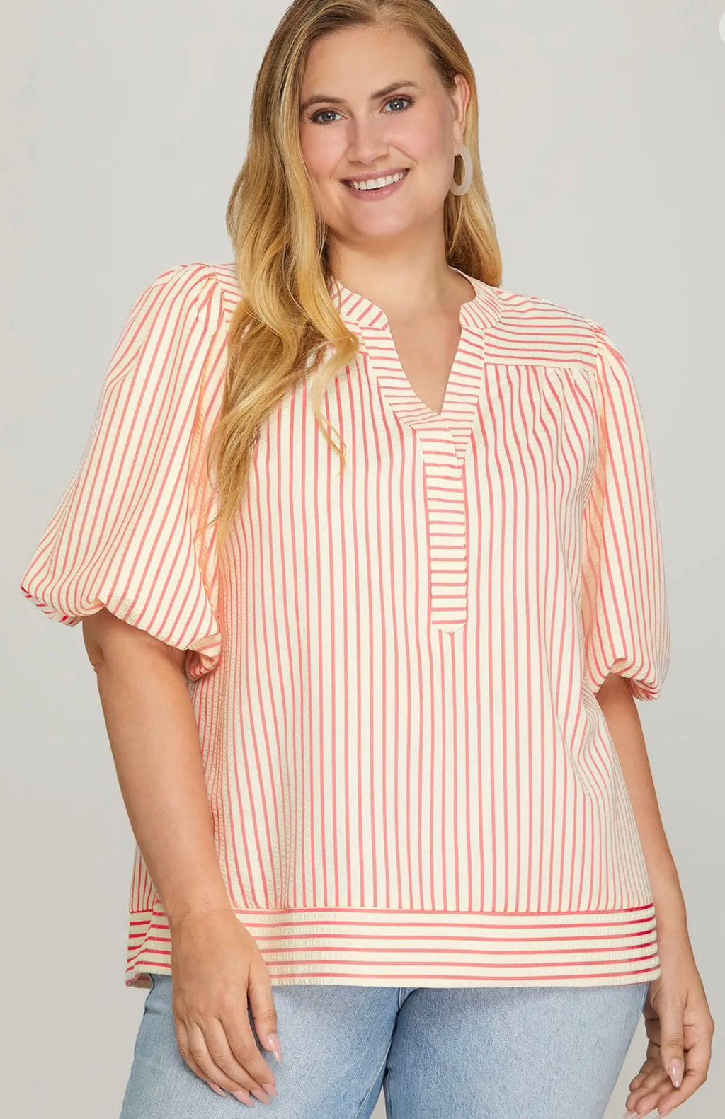 BLUSA A RAYA PINK PLUS SIZE
