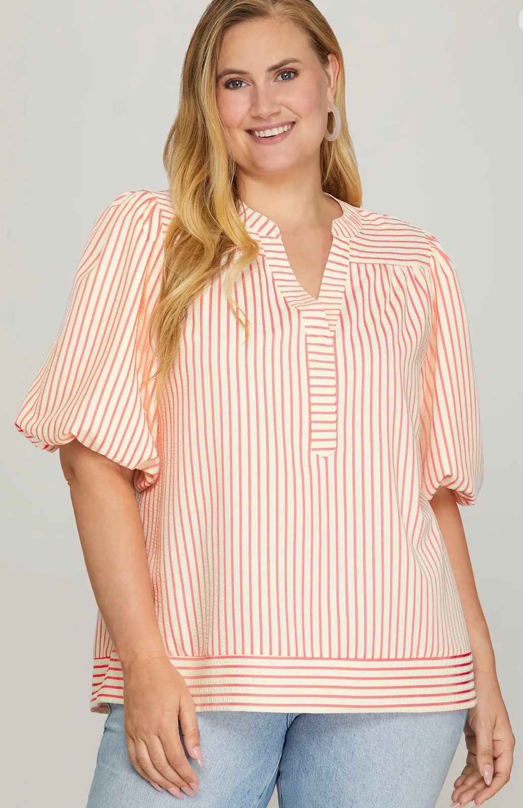 BLUSA A RAYA PINK PLUS SIZE