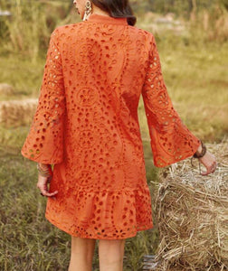 VESTIDO DE OJALILLO-NARANJA