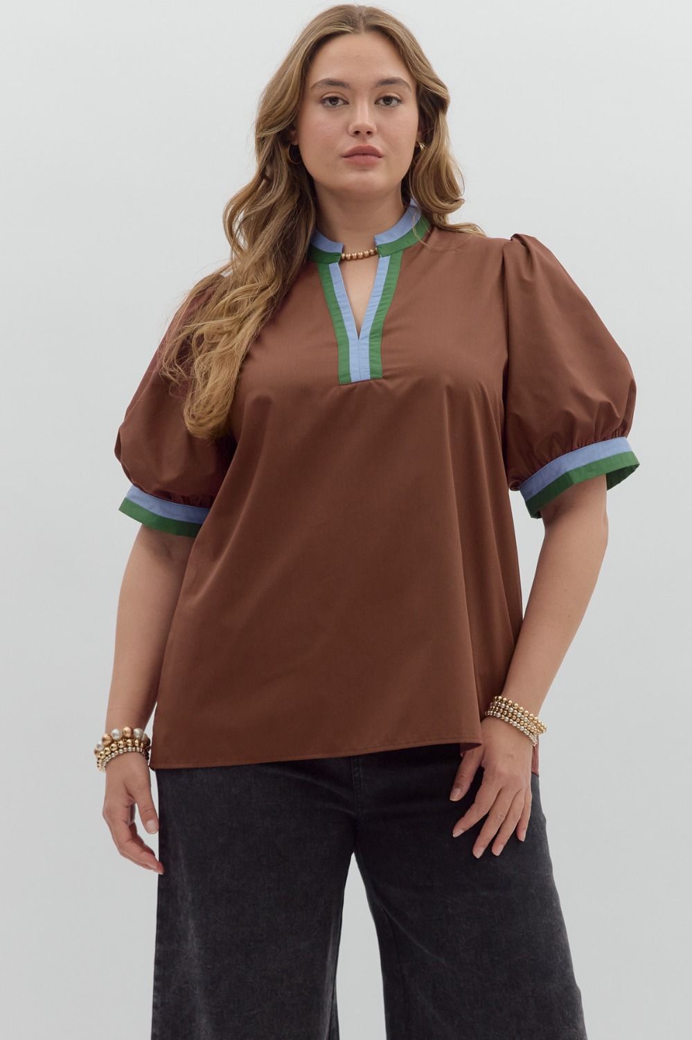 CONDADO-ENTRO-T26097P-Blusa Manga Burbuja Plus