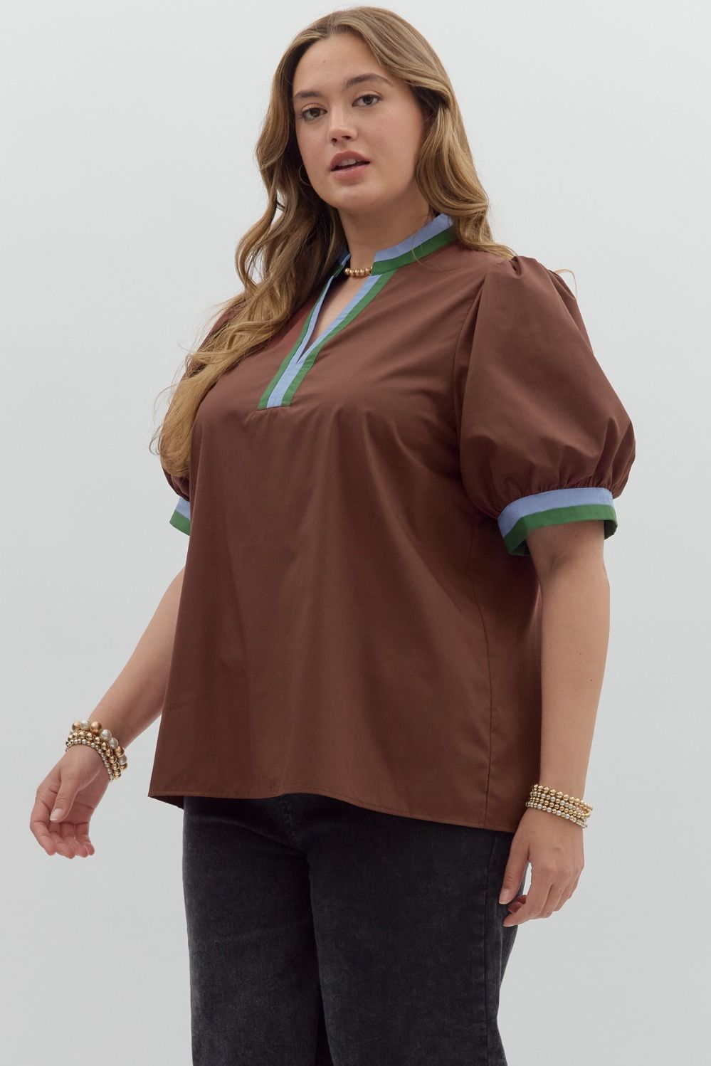 CONDADO-ENTRO-T26097P-Blusa Manga Burbuja Plus