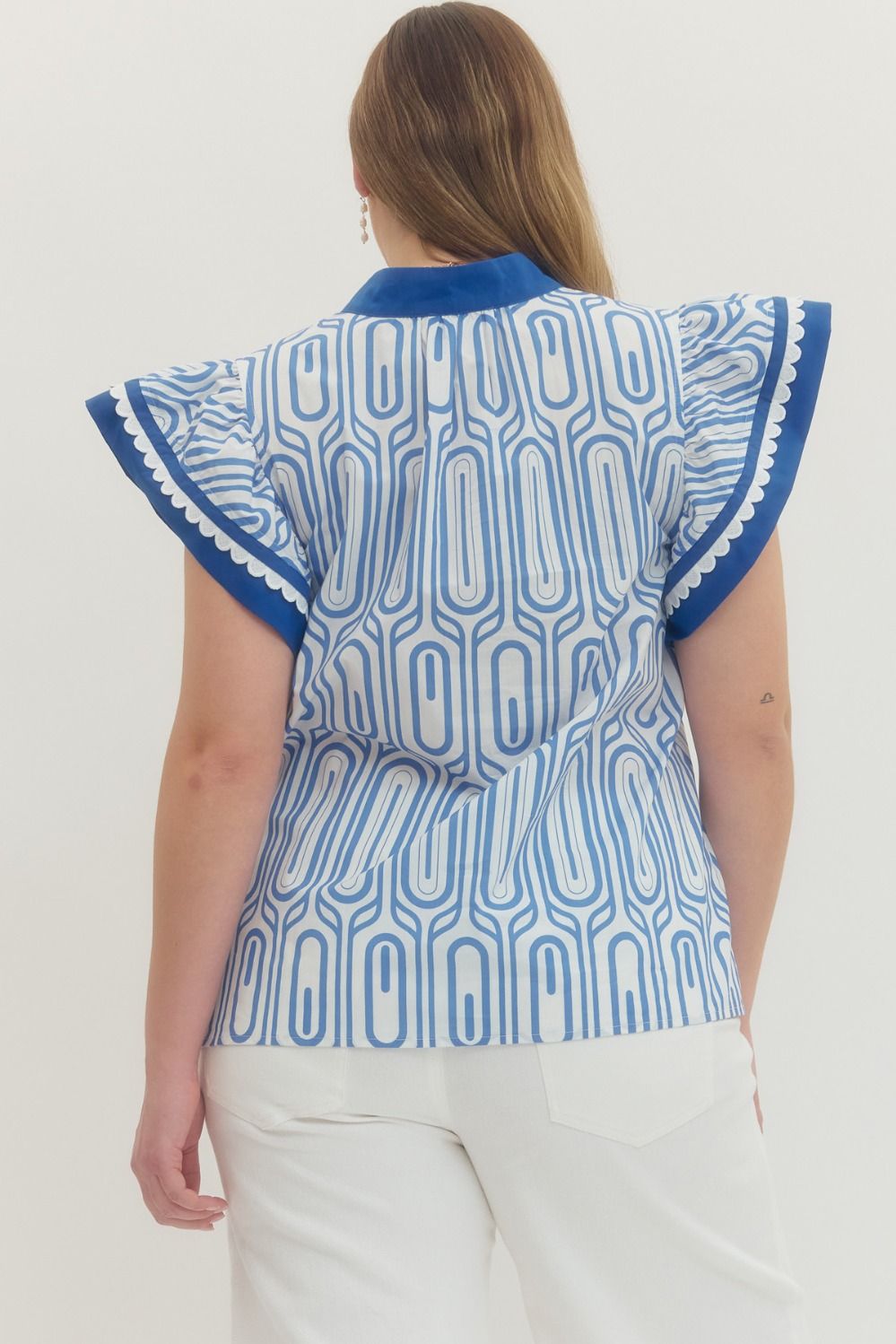 CONDADO-ENTRO-T29444P-Blusa Estampada Manga Volante Plus