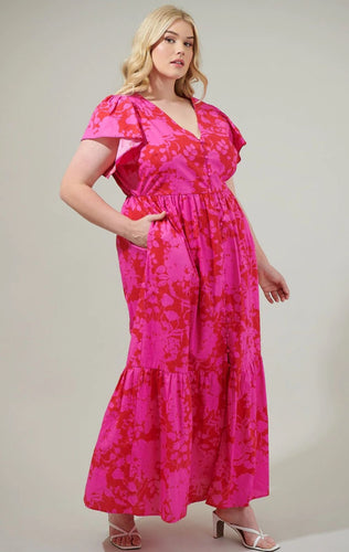 DRESSES PLUS ROJO-FUCSIA