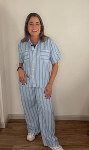 SET CARMELA AZUL RAYA BLANCA