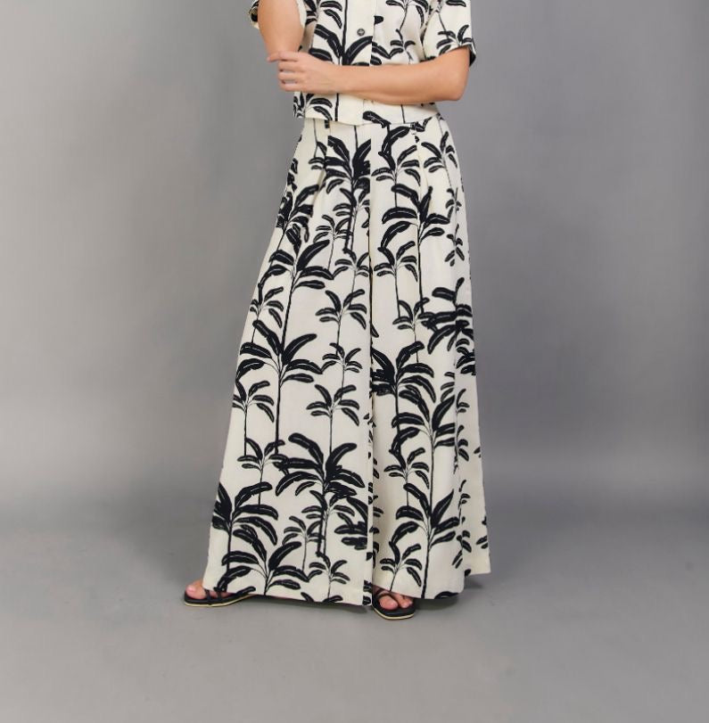 PANTALON CAROLINA PALAZZO BLANCO/NEGRO