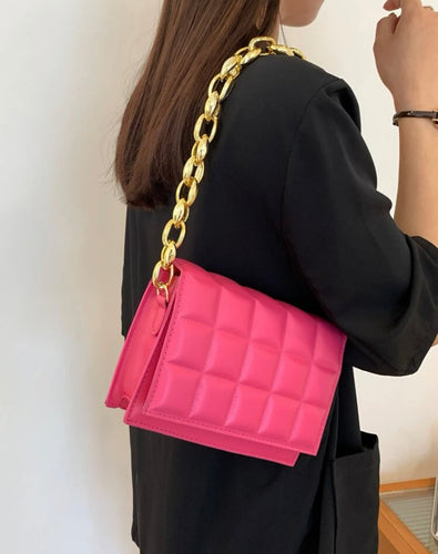 FUCSIA GEOMETRIC SQUARE BAG