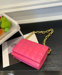 FUCSIA GEOMETRIC SQUARE BAG