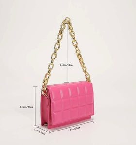 FUCSIA GEOMETRIC SQUARE BAG