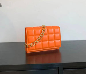 ORANGE GEOMETRIC SQUARE BAG