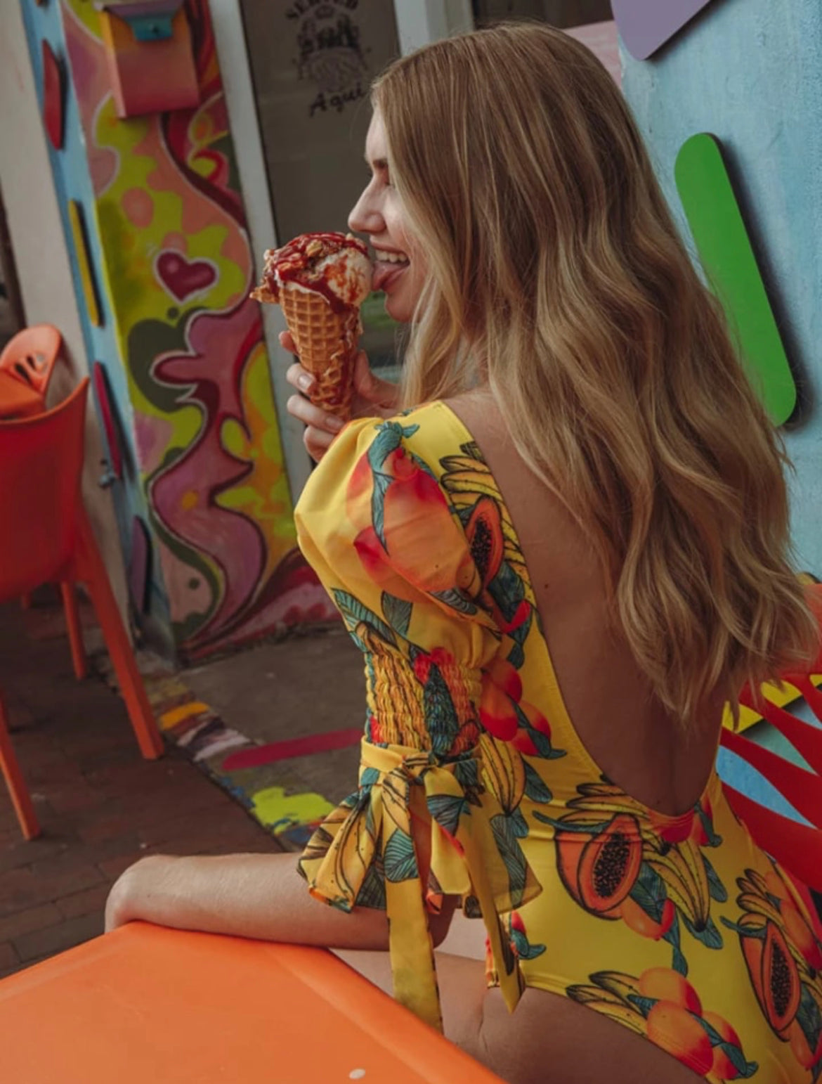 FRUITS YELLOW SWIMSUIT