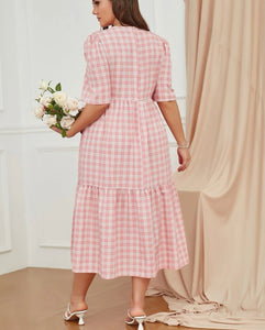 PINK AND WHITE CHECKERED DRESS