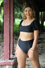 Cargar imagen en el visor de la galería, TWO PIECE BLACK SWIMSUIT