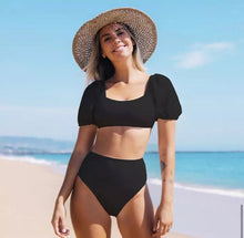 Cargar imagen en el visor de la galería, TWO PIECE BLACK SWIMSUIT