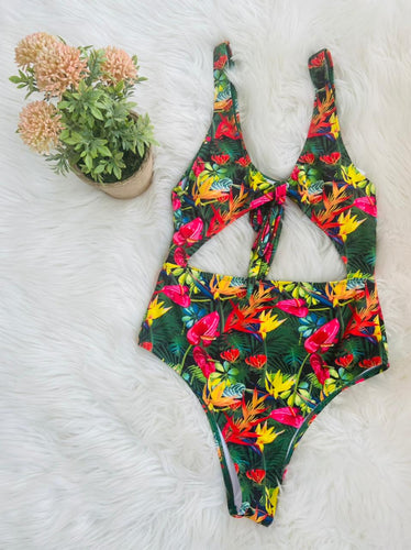 TRAJE DE BAÑO UNA PIEZA ESTAMPADO TROPICAL