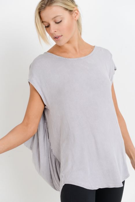 Open Back Drape Mineral Wash Top